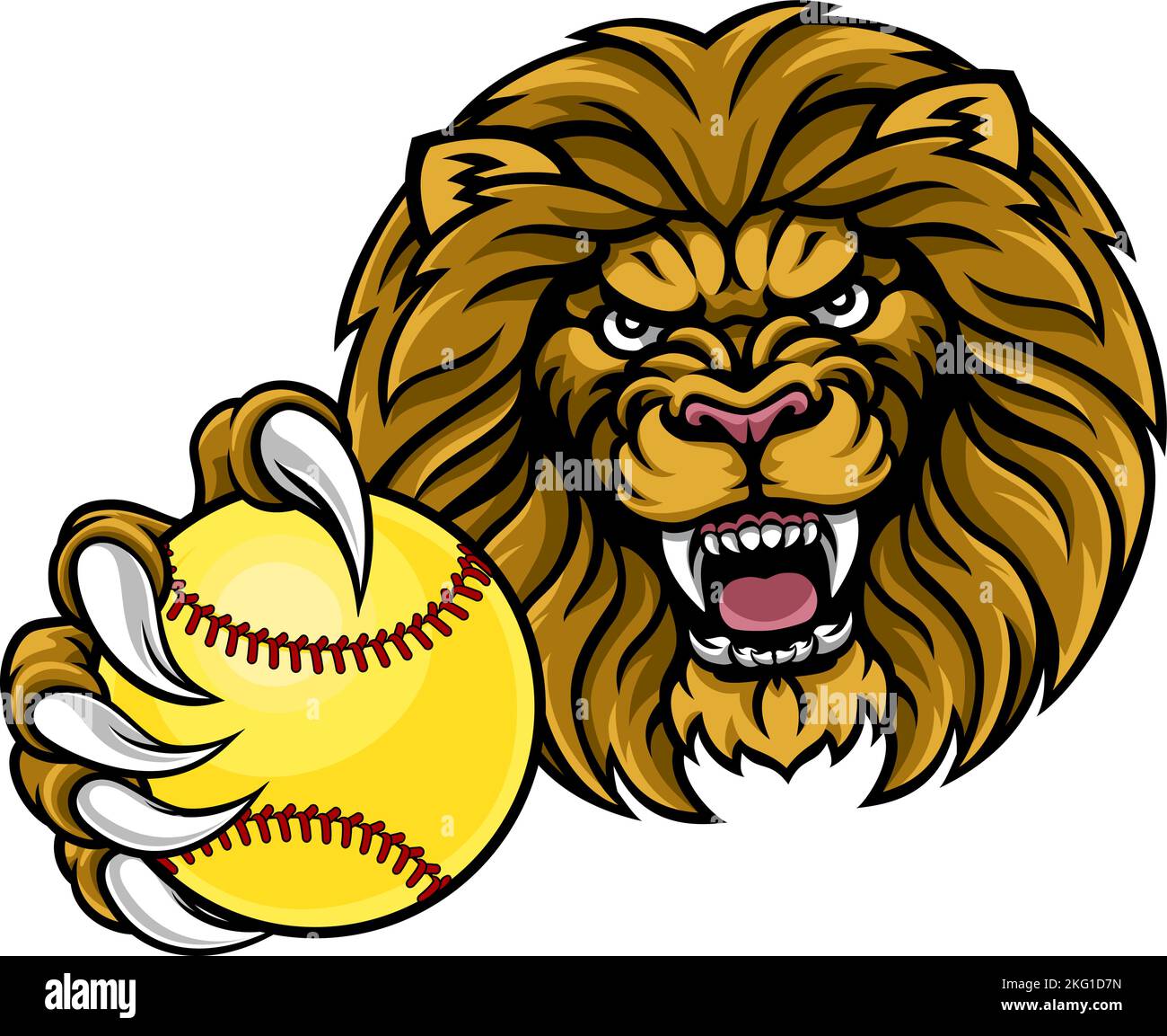 Lion Softball Animal Sports Team Maskottchen Stock Vektor
