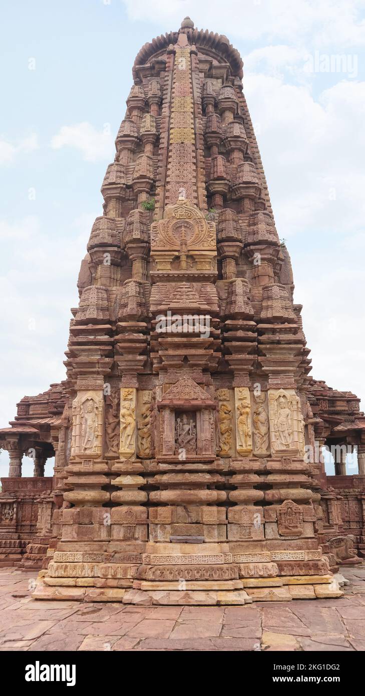 Rückansicht des Mahadeva-Tempels, Menal, Chittorgarh, Rajasthan, Indien. Stockfoto