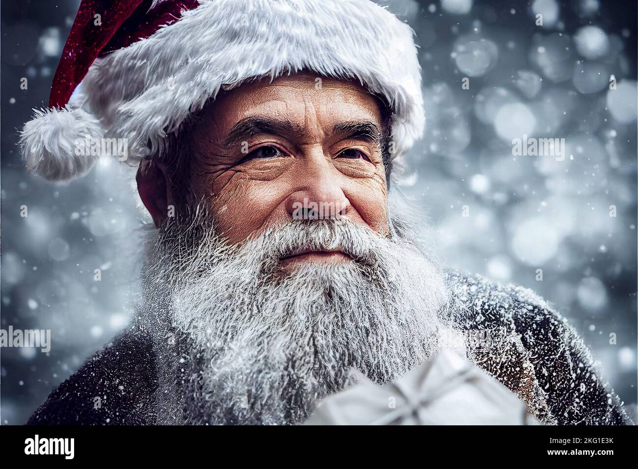 Porträt eines Mannes in santa claus Hut Illustration Stockfoto