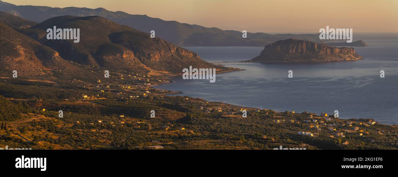Perlen Griechenlands-Monemvasia-Blick von oben Stockfoto