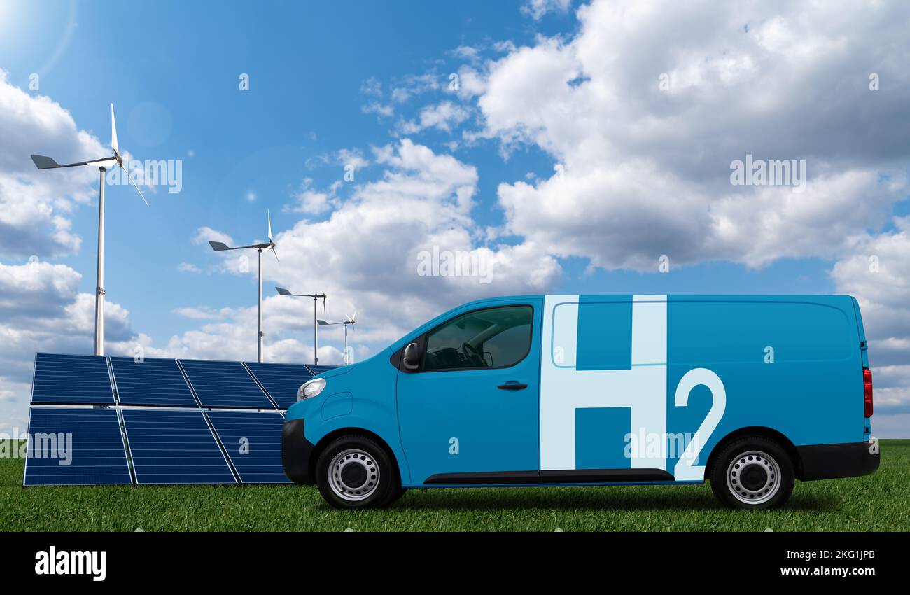 Ein Lieferwagen-Konzept für Wasserstoffbrennstoffzellen. Sauberer Transport Stockfoto