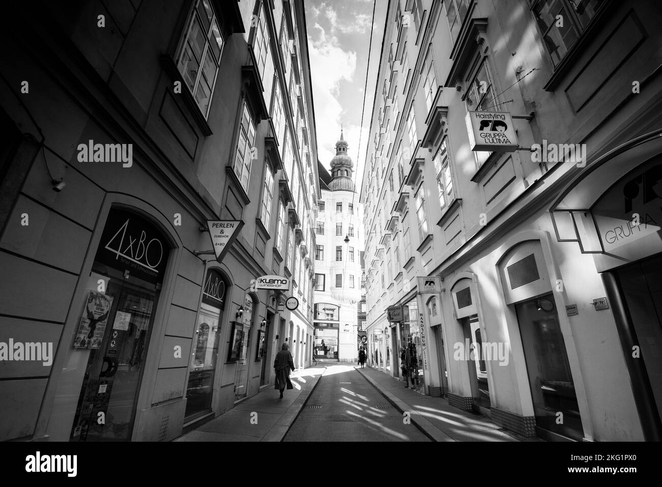 Weitwinkelblick der Köllnerhofgasse in Wien, Österreich Europa EU Stockfoto