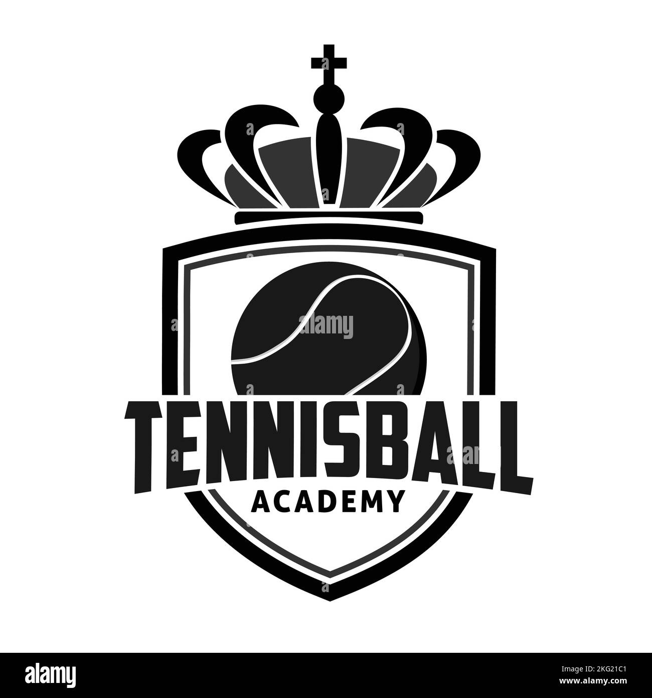 Tennisball Sport Academy Logo Design, Sport Badge Vorlage. Vektorgrafik Stock Vektor