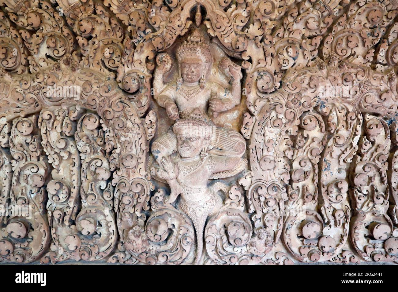 Nationalmuseum. Sturz mit Vishnu und Garuda. Phnom Penh. Kambodscha. Stockfoto