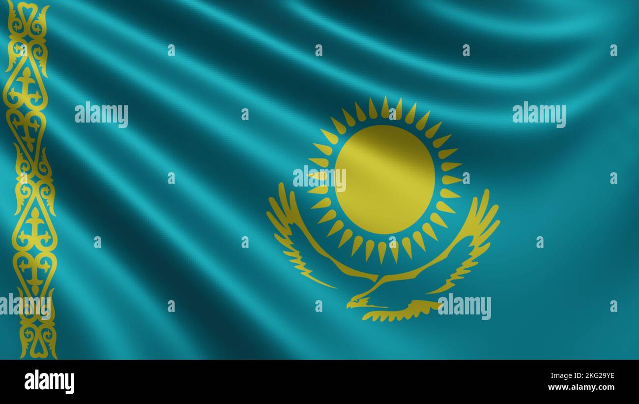 Kasachstan Flagge – 90x150 Cm, Polyester, Mit Ösen, Doppelt Genäht