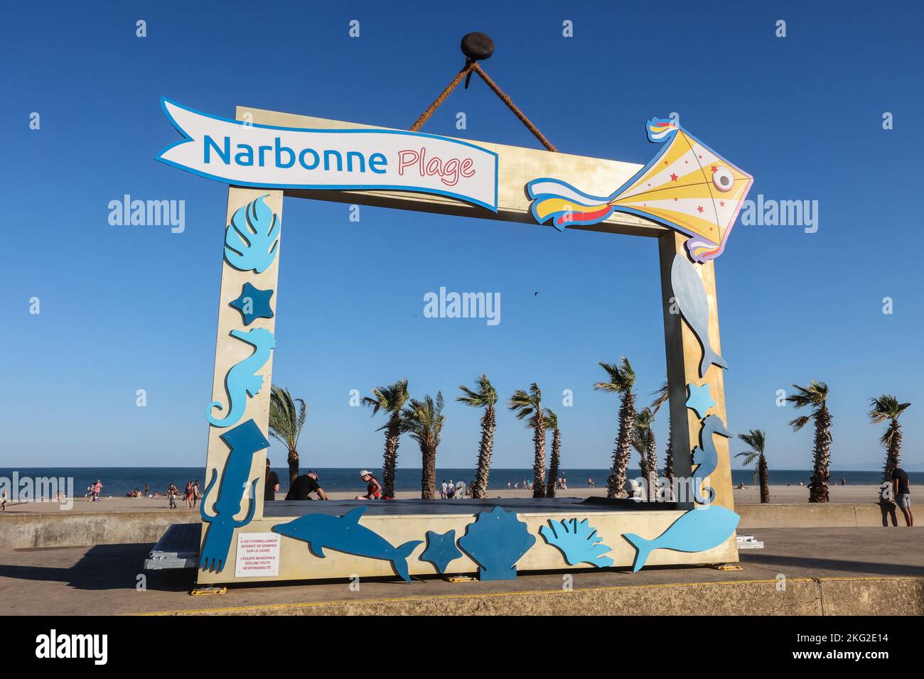 Narbonne Plage,Narbonne Beach,mittelmeer,Meer,August,Sommer,Aude,Occitanie,Südfrankreich,Frankreich,Französisch,Europa,Europa, Stockfoto