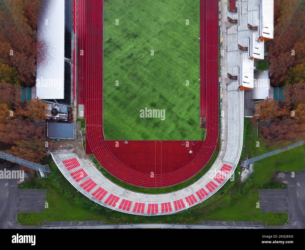 Luftaufnahme eines Fußballstadions Stockfoto