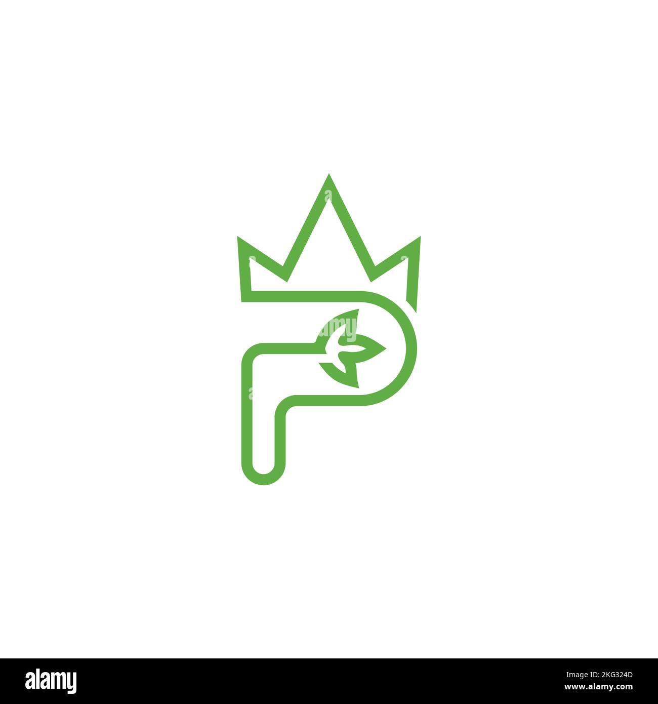 Buchstabe p Blatt grüne Krone Logo Vektor Stock Vektor