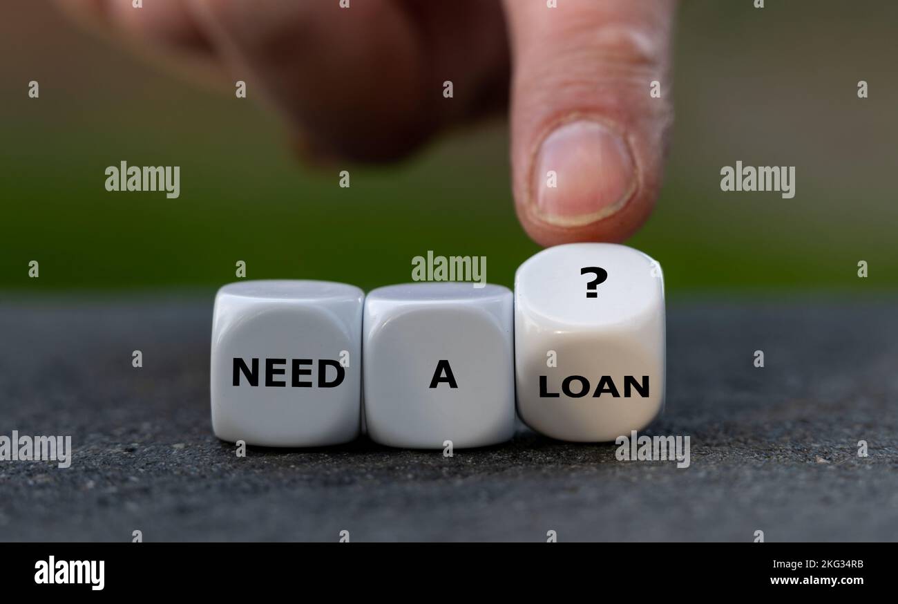 Würfel aus dem Ausdruck „Kredit erforderlich“. Stockfoto