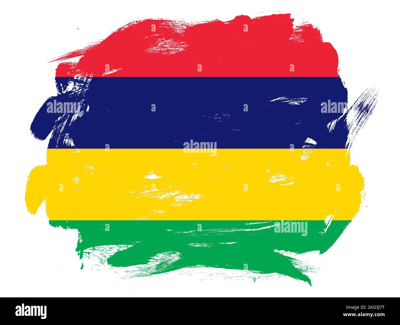 Mauritius-Flagge auf abstraktem weißem Pinselhintergrund Stockfoto