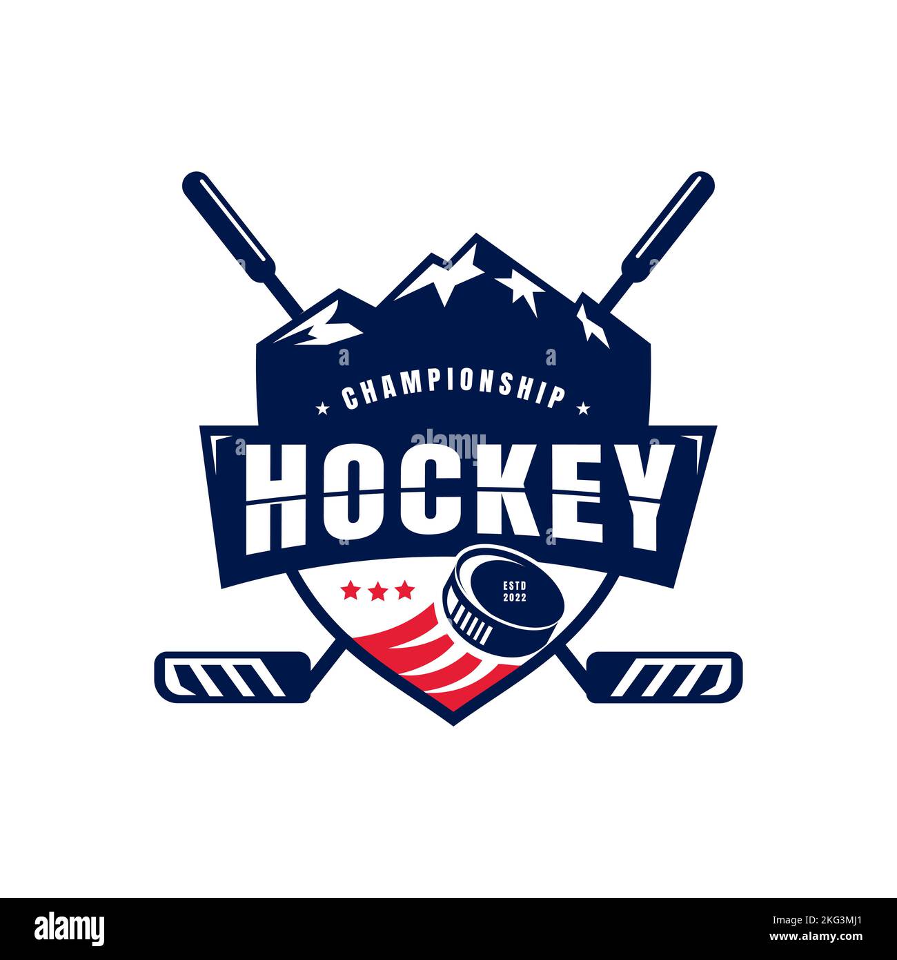 American Ice Hockey Shield Emblem Abzeichen Logo Design Vektor Inspiration, Eishockey Abzeichen, Logo, Emblem Vorlage Stock Vektor