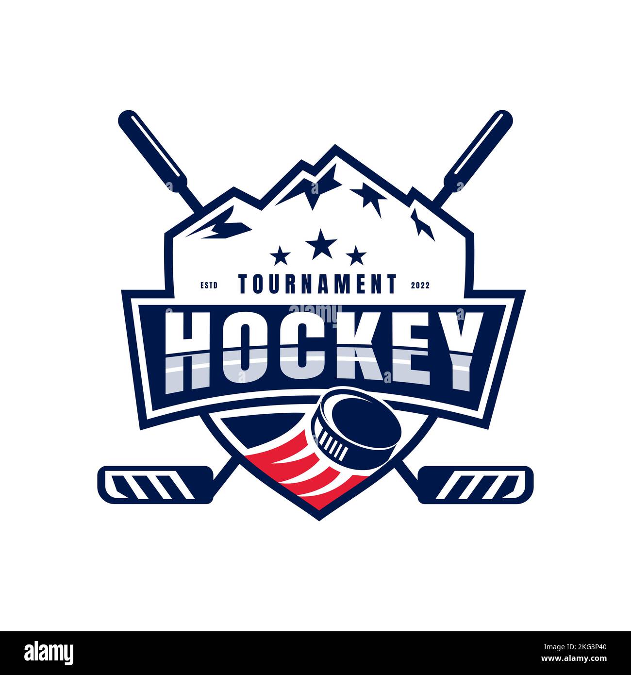 American Ice Hockey Shield Emblem Abzeichen Logo Design Inspiration Vektor, Hockey Abzeichen, Eisberg, Logo, Emblem Vorlage Stock Vektor