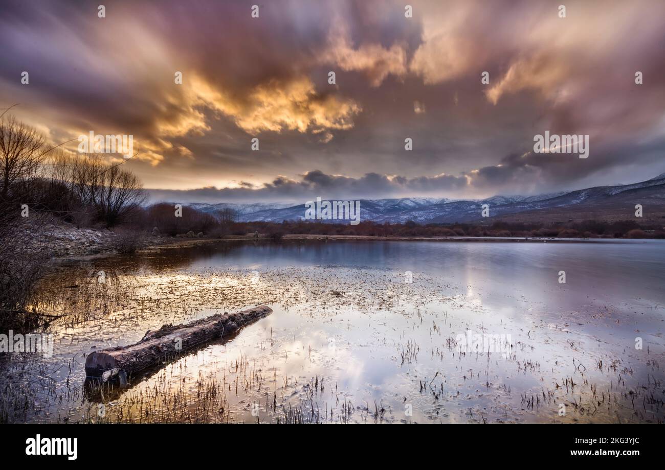 Sonnenuntergang im Lozoya-Tal - Madrid - Spanien Stockfoto