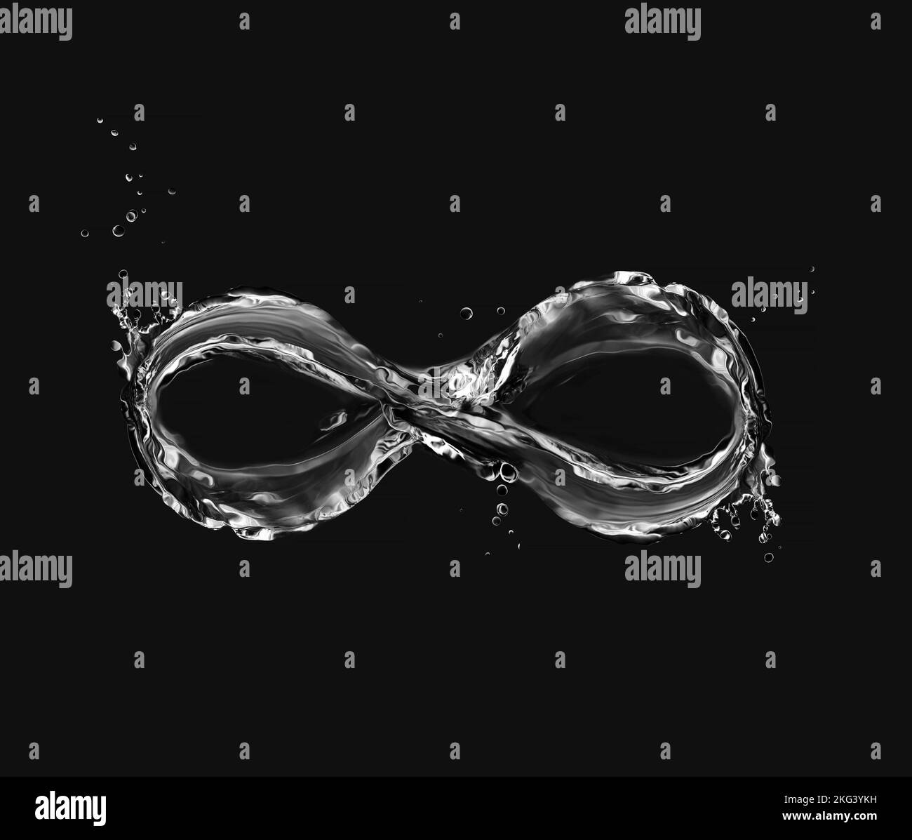 Infinity Symbol aus Wasser mit Blasen um. Stockfoto