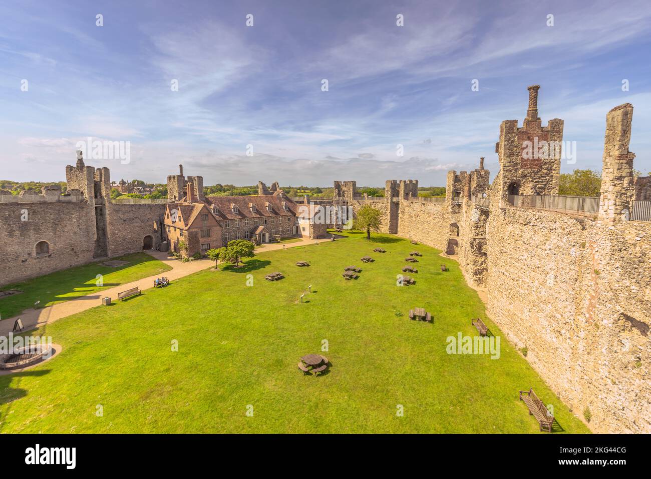 Framlingham - 22 2022. Mai: Mittelalterliches Schloss von Framlingham, England. Stockfoto