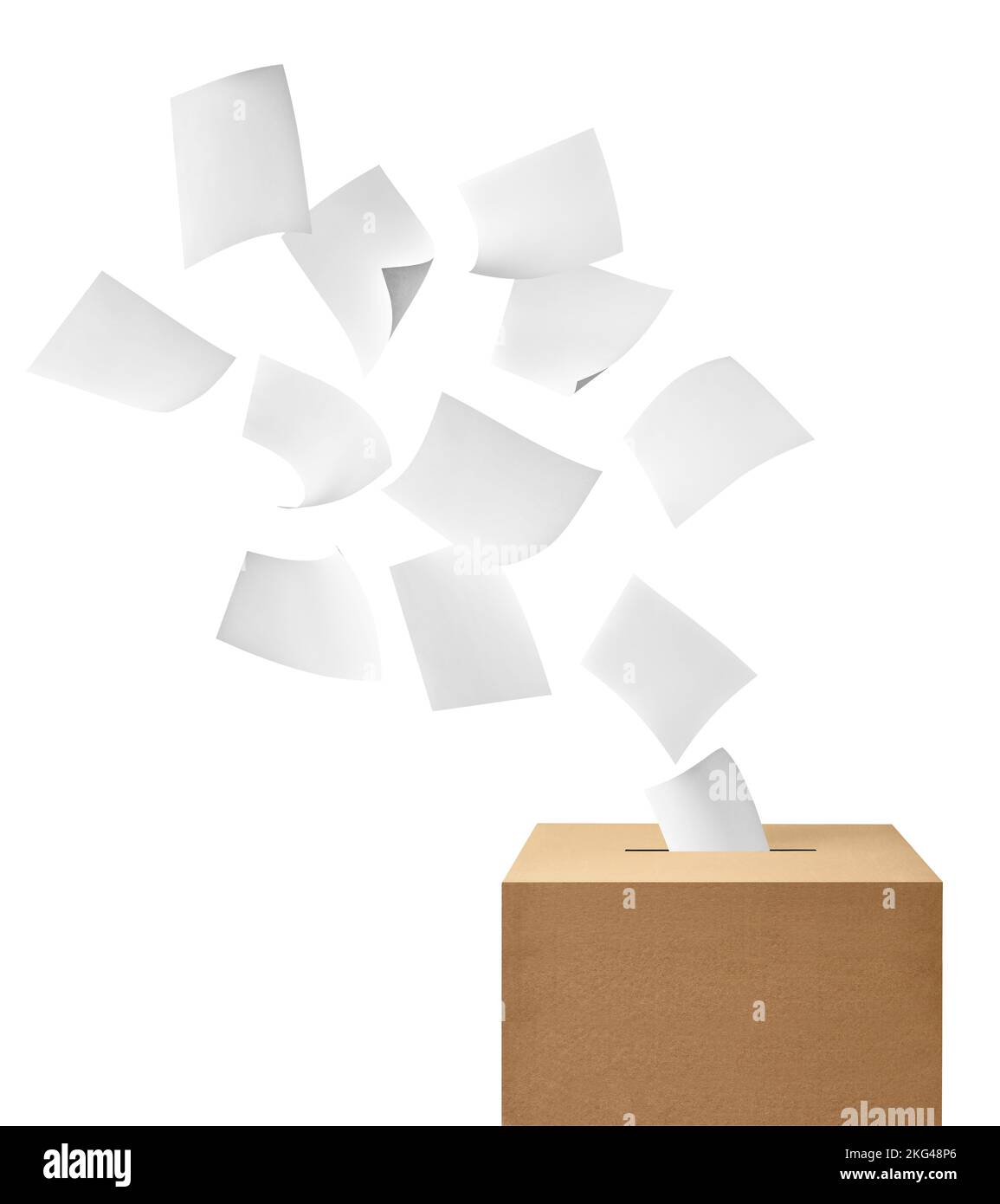 Wahlurnen Abstimmung Wahl Referendum Politik wählt Frau Demokratie Hand Wähler fliegen Luft Stockfoto
