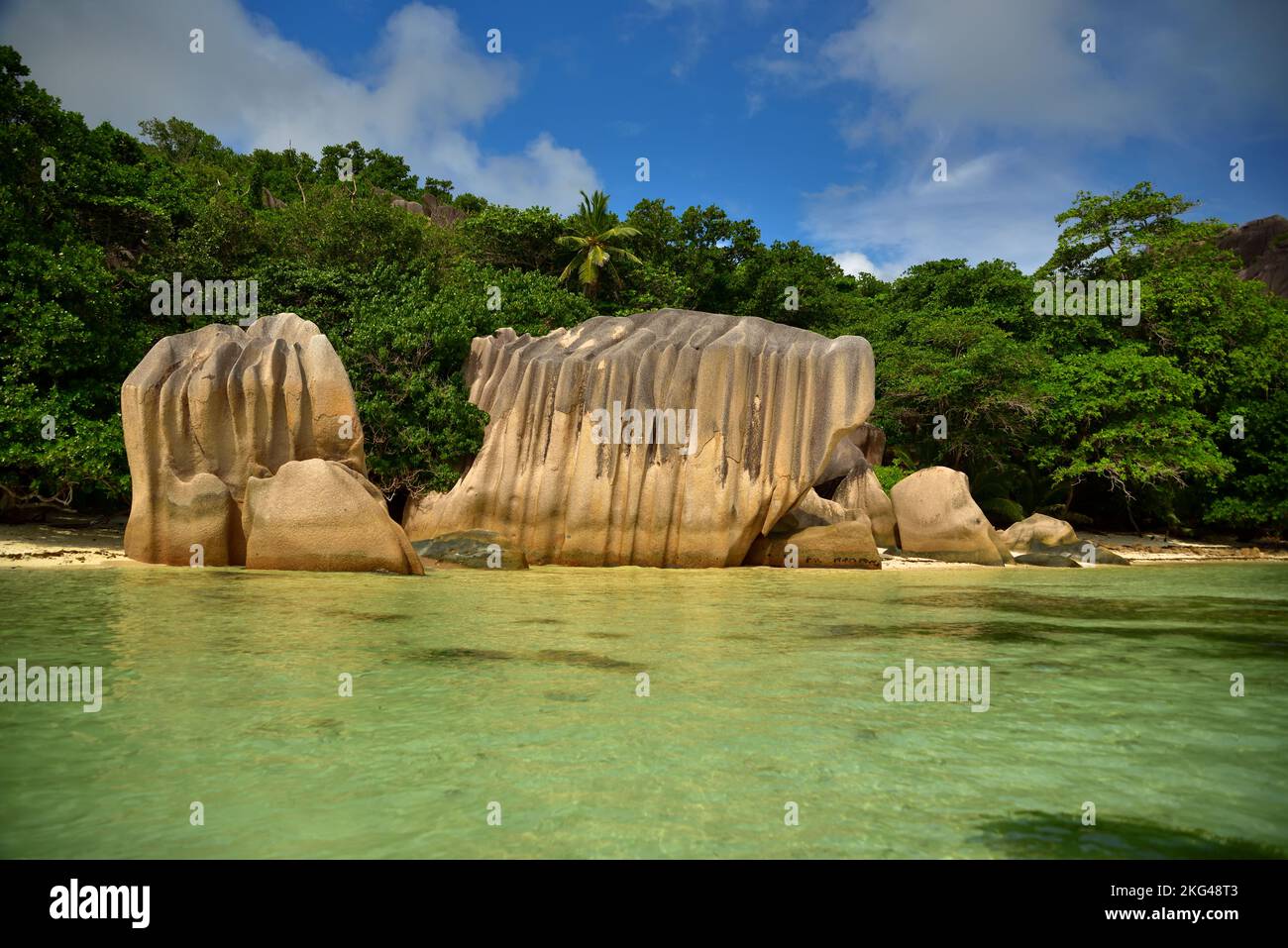 Ein Bild der wunderschönen Seychellen-Insel im Indischen Ozean Stockfoto