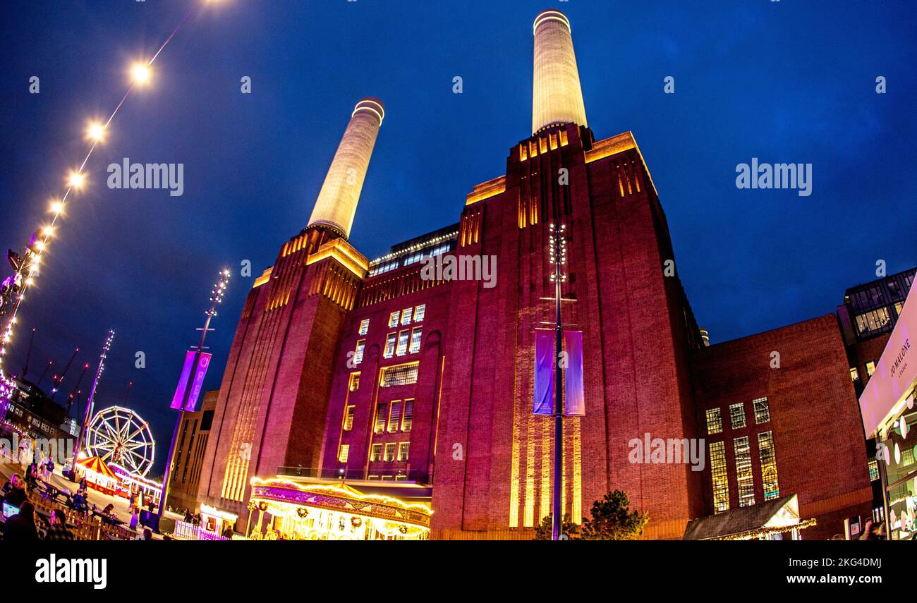 Battersea Power Station at Night London UK Stockfoto