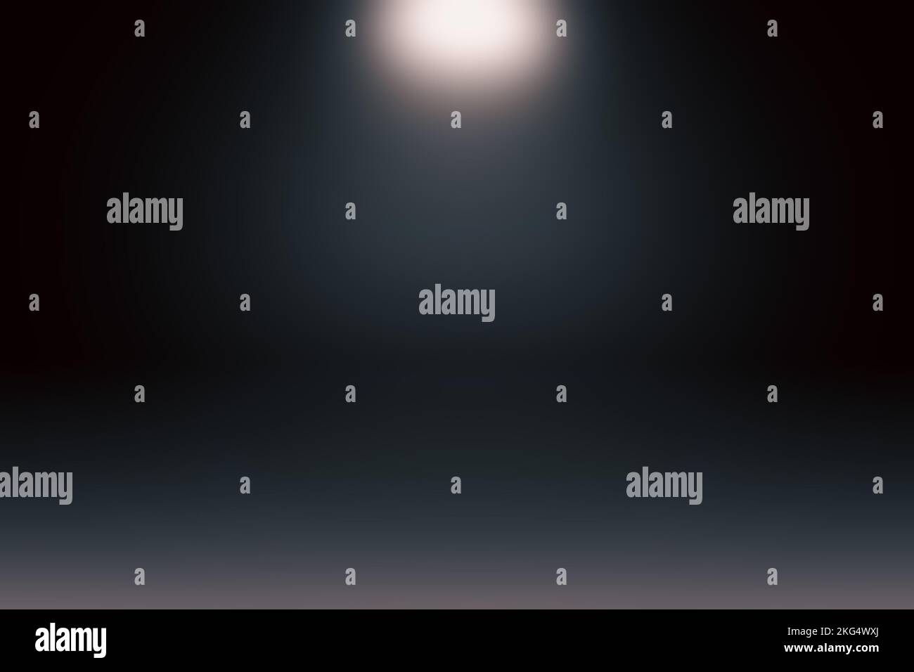 Abstrakter Hintergrund mit einem Scheinwerfer unten im dunklen, leeren Raum auf schwarzem Hintergrund zum Schreiben oder Dekorieren. Stockfoto