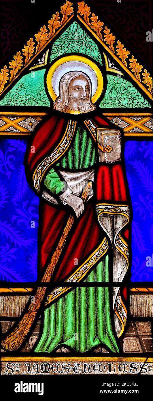 St. James the Less, Glasfenster, von Joseph Grant of Costessey, 1856, Wighton, Norfolk, England Stockfoto