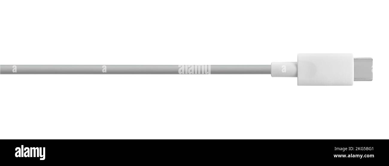 Kabel mit Typ-C-Steckverbinder, isoliert auf weißem Hintergrund Stockfoto