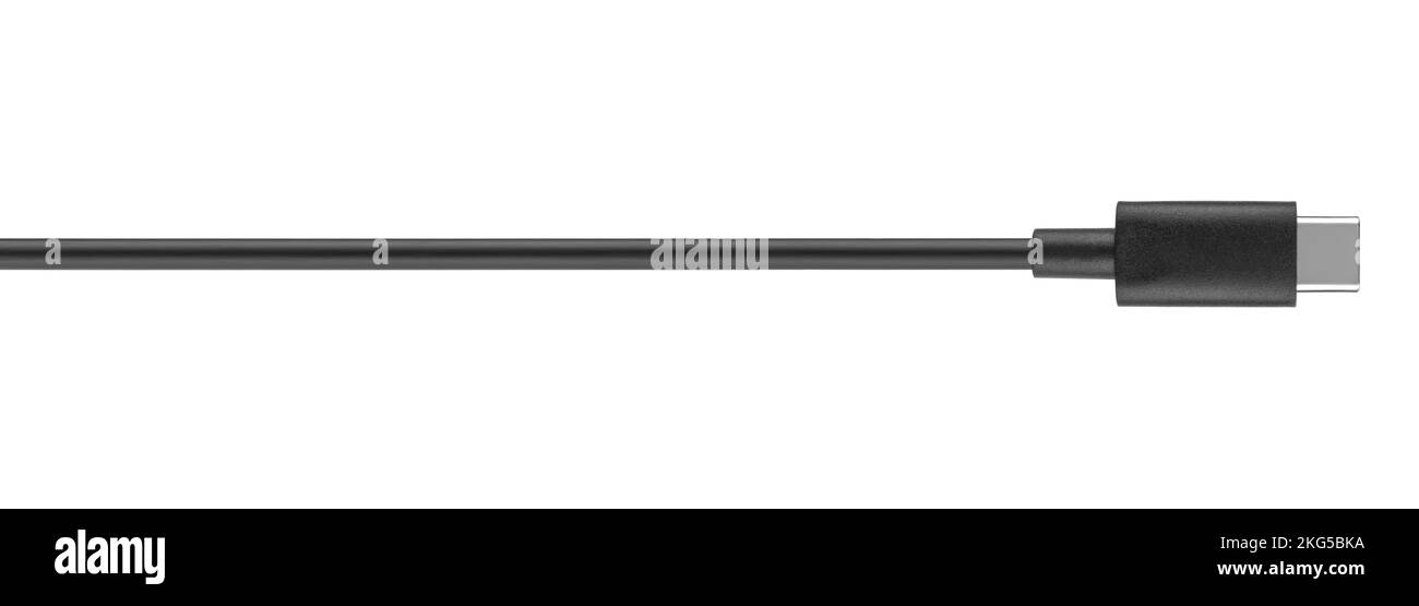Kabel mit Typ-C-Steckverbinder, isoliert auf weißem Hintergrund Stockfoto