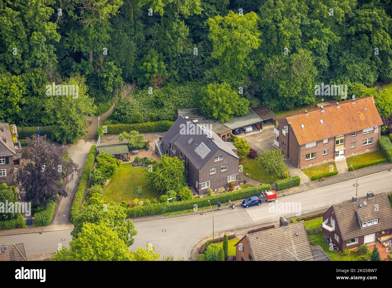 Luftaufnahme, Wohnhaus Kleistraße, Heessen, Hamm, Ruhrgebiet, Nordrhein-Westfalen, Deutschland, DE, Europa, Grundsteuer, Sicherungsarbeiten, Heck t Stockfoto
