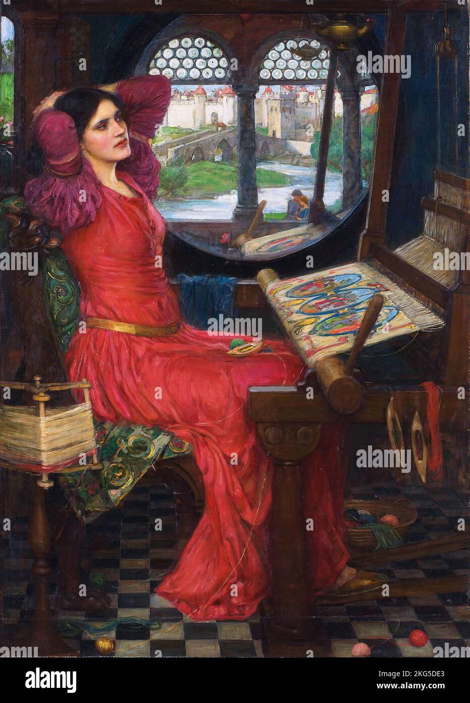 „Ich bin von Schatten halbkrank“, sagte die Dame von Shalott 1916, Gemälde von John William Waterhouse Stockfoto