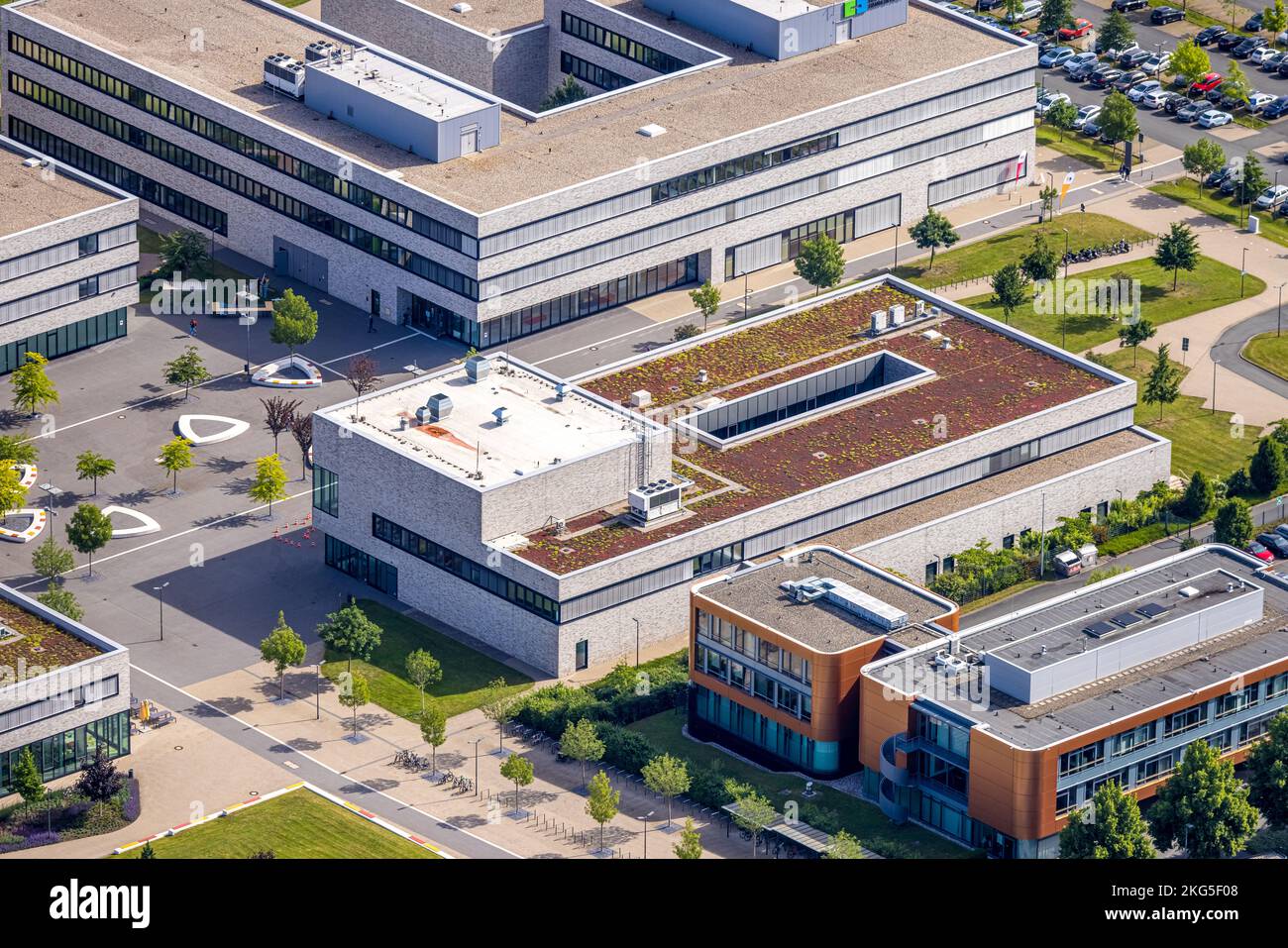 Luftaufnahme, Hochschule Hamm-Lippstadt, HSHL, Campus Lippstadt, Gebäude L2, Lippstadt, Soester Börde, Nordrhein-Westfalen, Deutschland Stockfoto