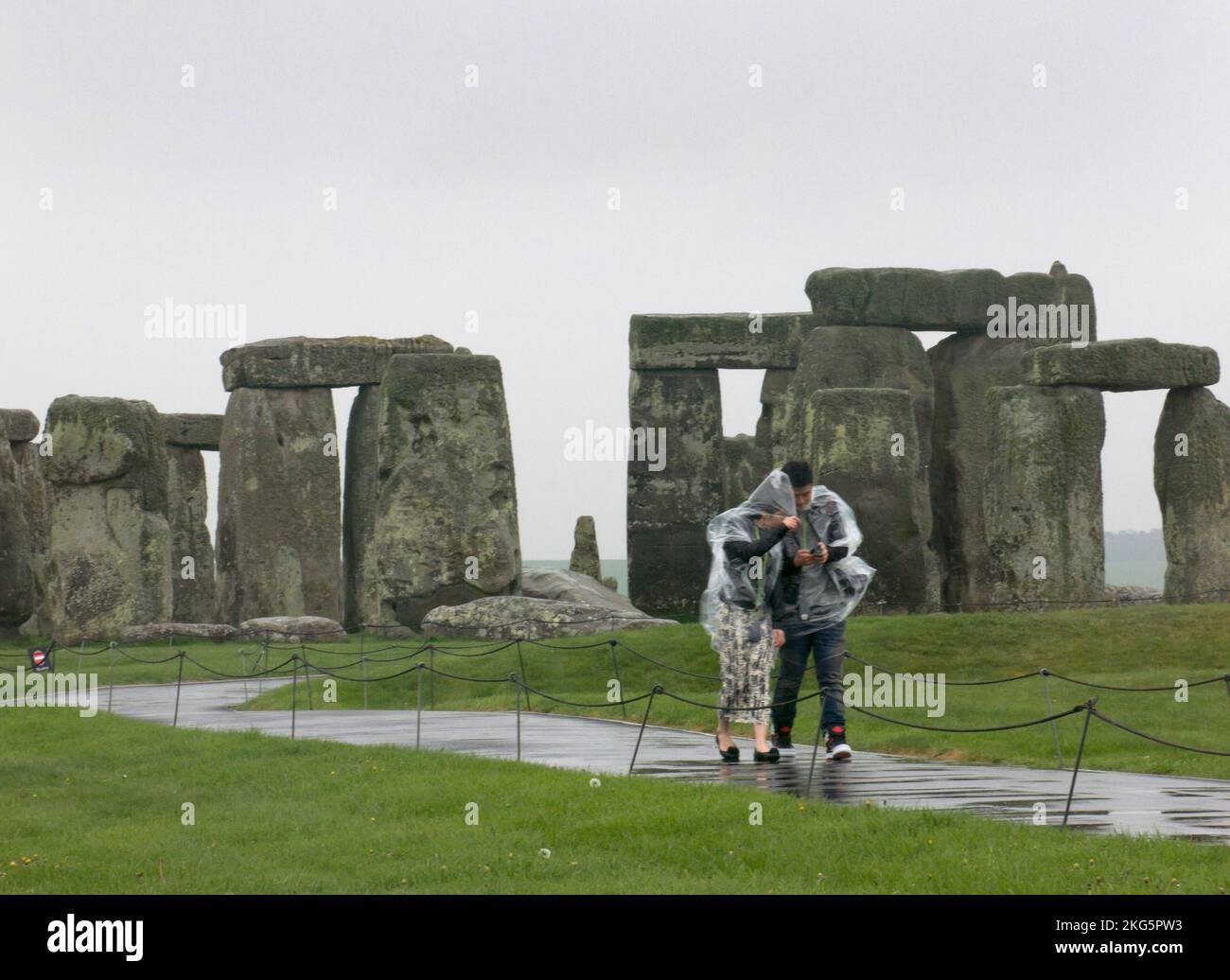 Ein regnerischer Tag in Stonehenge, Wiltshire, England Stockfoto