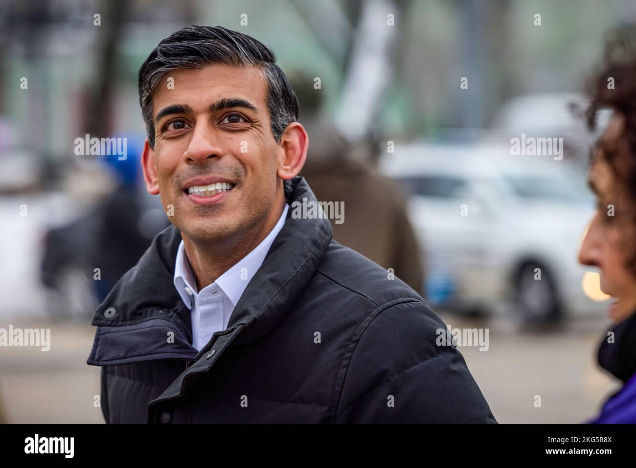 Der britische Premierminister Rishi Sunak. Der britische Premierminister Rishi Sunak trifft sich mit dem ukrainischen Präsidenten Wolodymyr Zelensky in Kiew, Ukraine. Der Präsident der Ukraine, Wolodymyr Zelenskyy, und der Premierminister des Vereinigten Königreichs, Rishi Sunak, der unser Land besucht, ehrten die Erinnerung an ukrainische Verteidiger und besuchten die Ausstellung zerstörter russischer Ausrüstung. Stockfoto