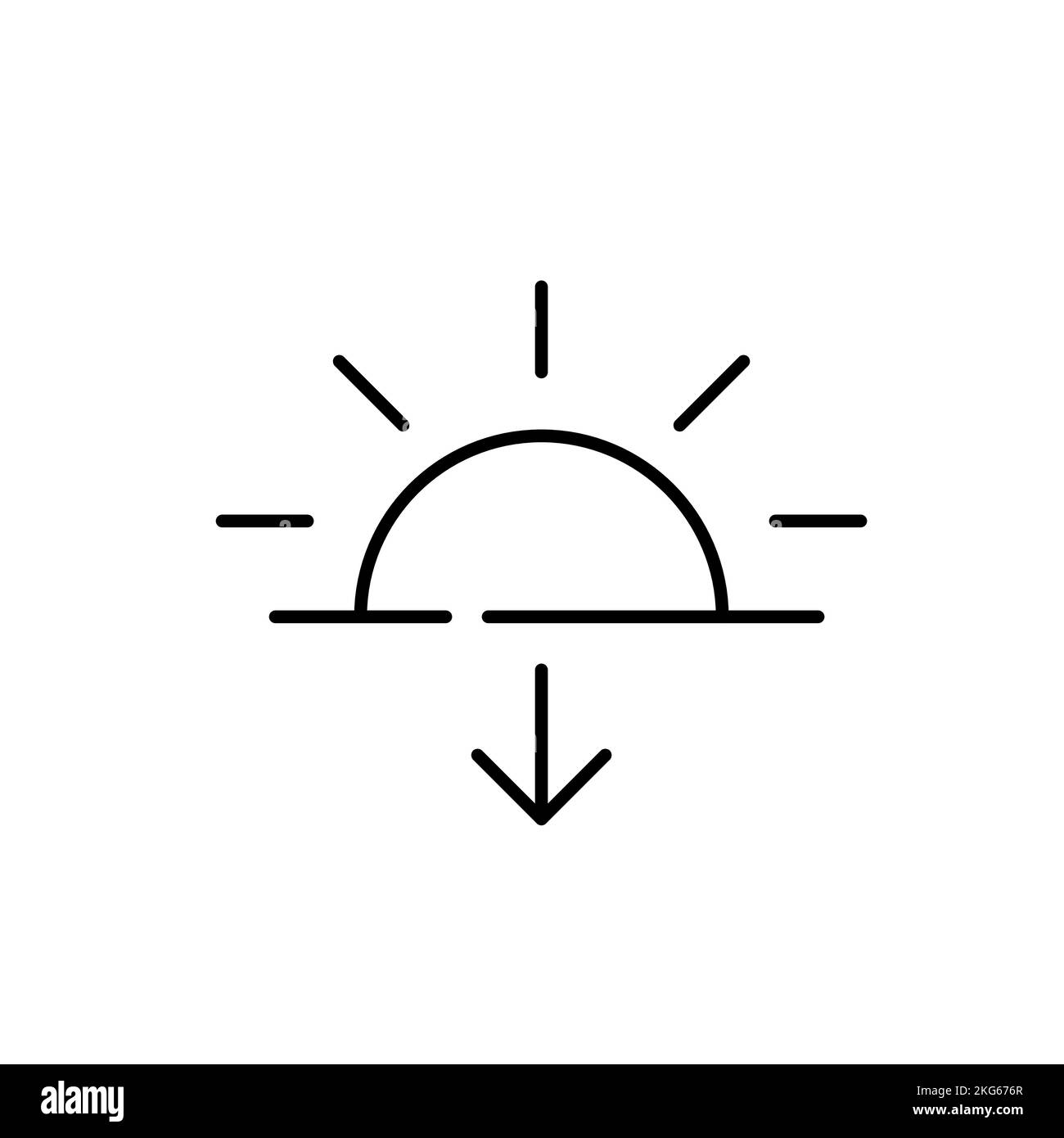 Die Sonne geht unter. Pixel-perfektes, bearbeitbares Strichsymbol für einfache Linien Stock Vektor