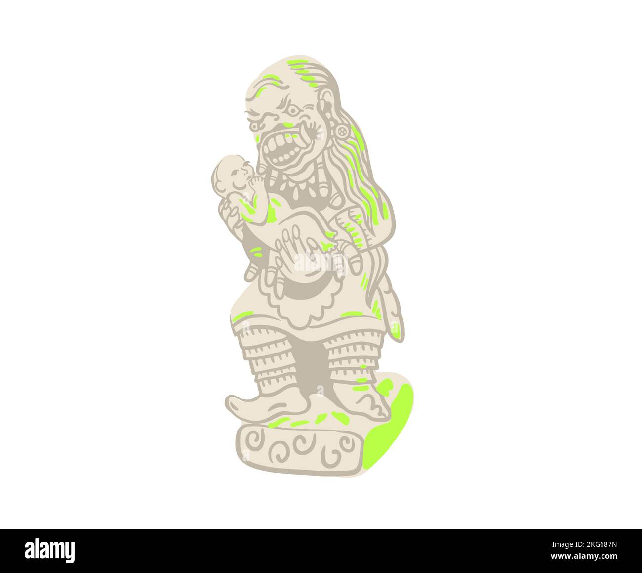 Balinesisches Idol, Skulptur aus Affenwald in Ubud, Bali, Vektorgrafik Stock Vektor