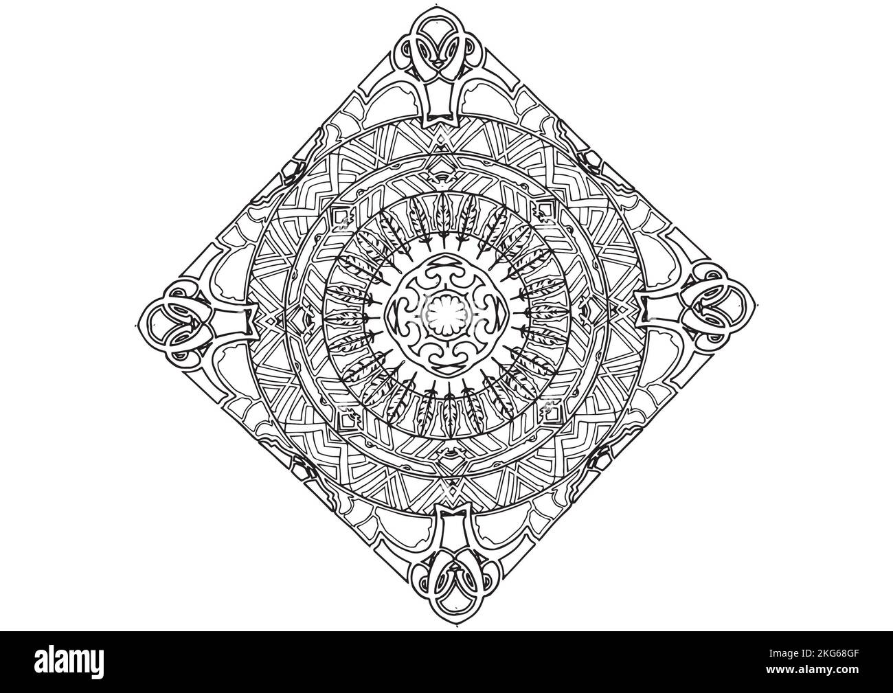 Mandala Pattern zum Ausmalen und Dekorieren, illustriert von Art by Uncle Stockfoto