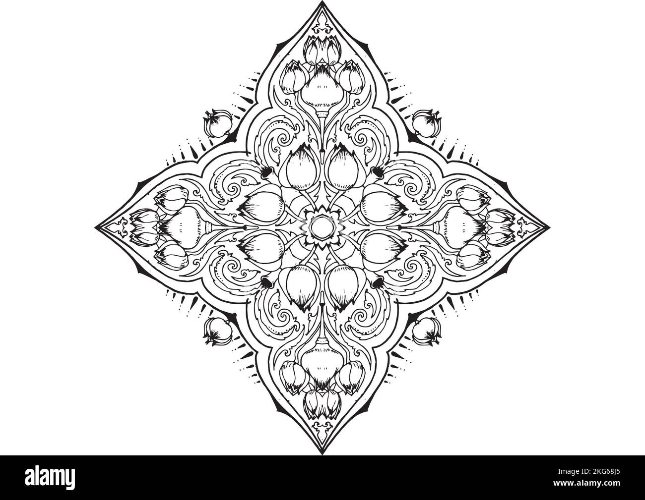Mandala Pattern zum Ausmalen und Dekorieren, illustriert von Art by Uncle Stockfoto