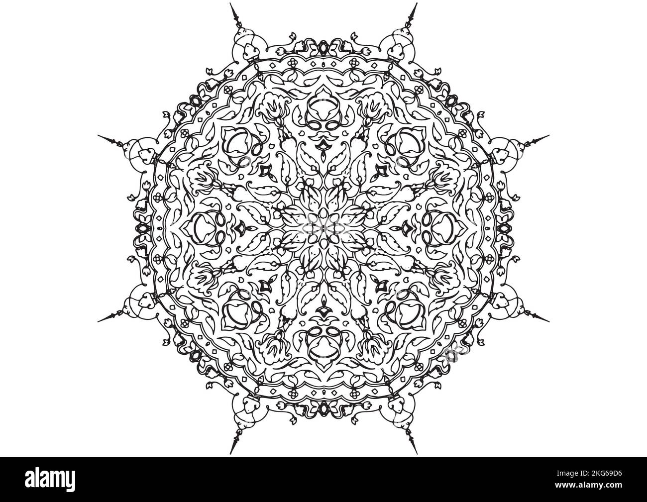 Mandala Pattern zum Ausmalen und Dekorieren, illustriert von Art by Uncle Stockfoto