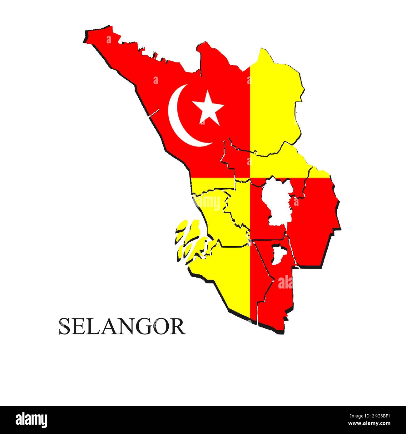 Darstellung des Selangor-Kartenvektors. Malaysische Stadt. Bundesstaat Malaysia Stock Vektor