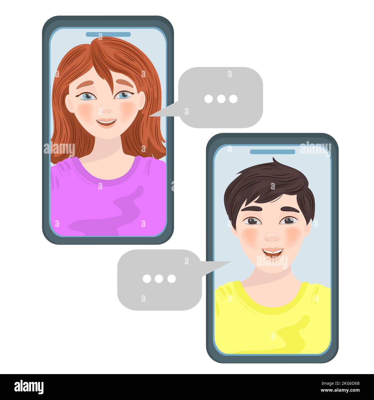 CHAT Internet Friend Talking Market Communication Business Vector Illustration Set für Print Stock Vektor