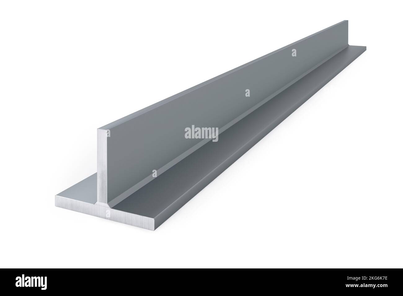 T-Profil oder struktureller T-Stahlträger isoliert auf weißem Hintergrund - 3D Rendering Stockfoto