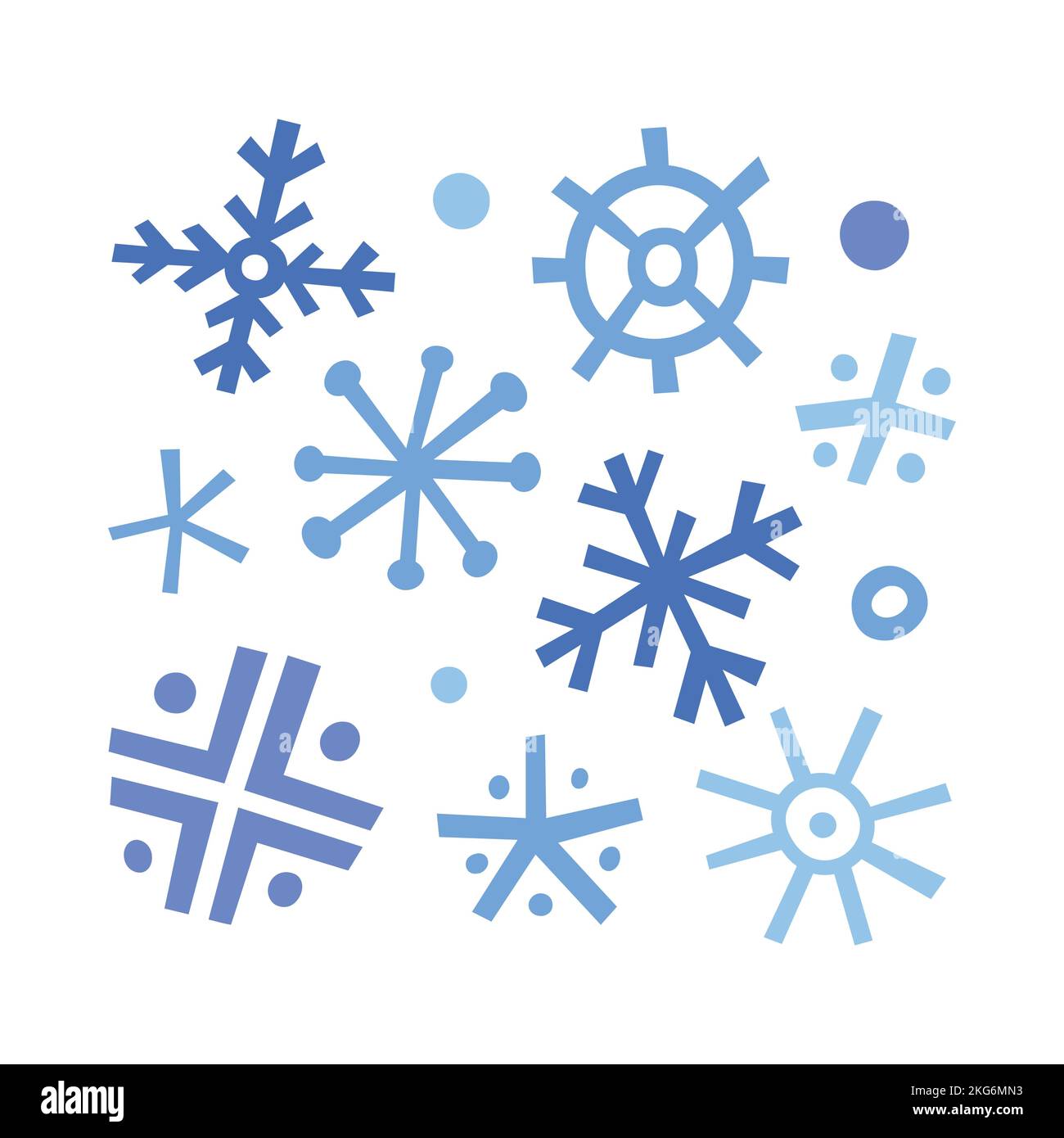 Doodle Schneeflocken, handgezeichnete Vektor-Icons, einfache skizzenhafte Zeichnung, abstrakte Illustrationen Set Stock Vektor