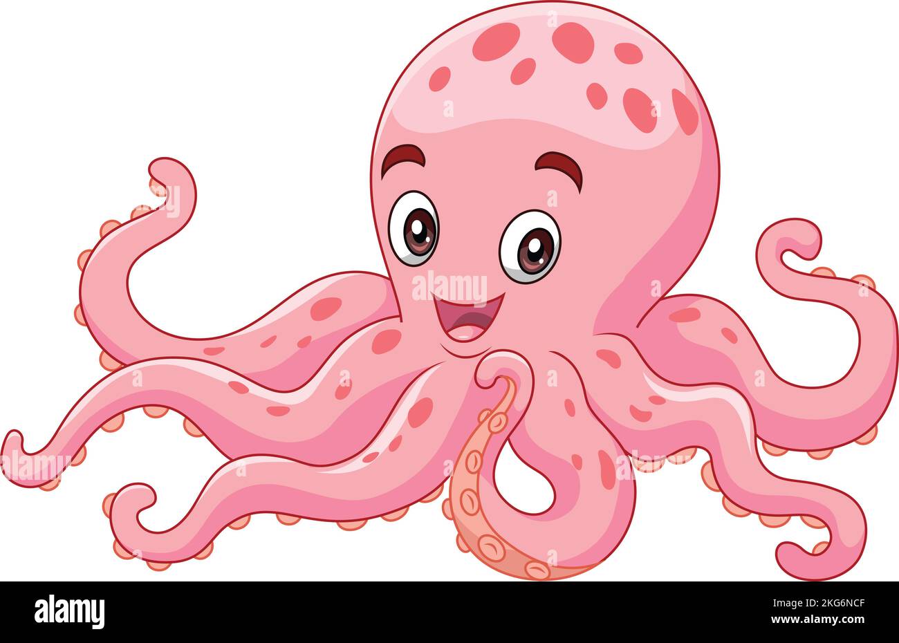 Cartoon-fröhlicher Oktopus auf weißem Hintergrund Stock Vektor