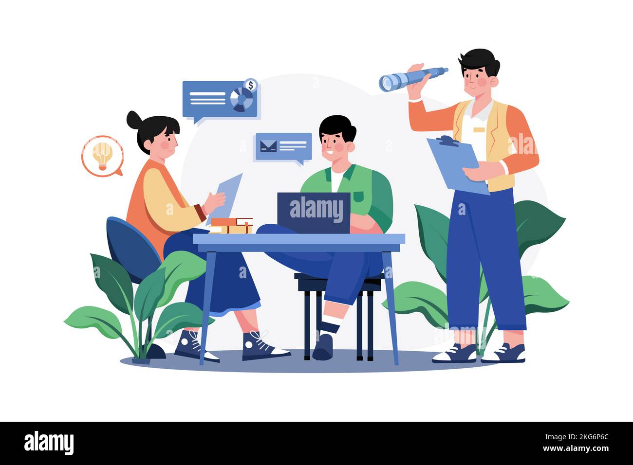 Führungskraft, die Teamaktivitäten effektiv leitet und koordiniert. Stock Vektor