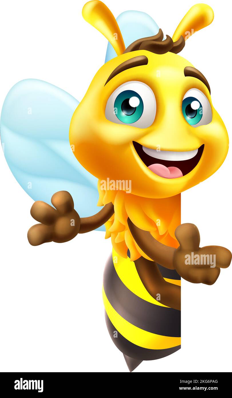 Honey Bumble Bee Cartoon Bumblebee Süße Maskottchen Stock Vektor