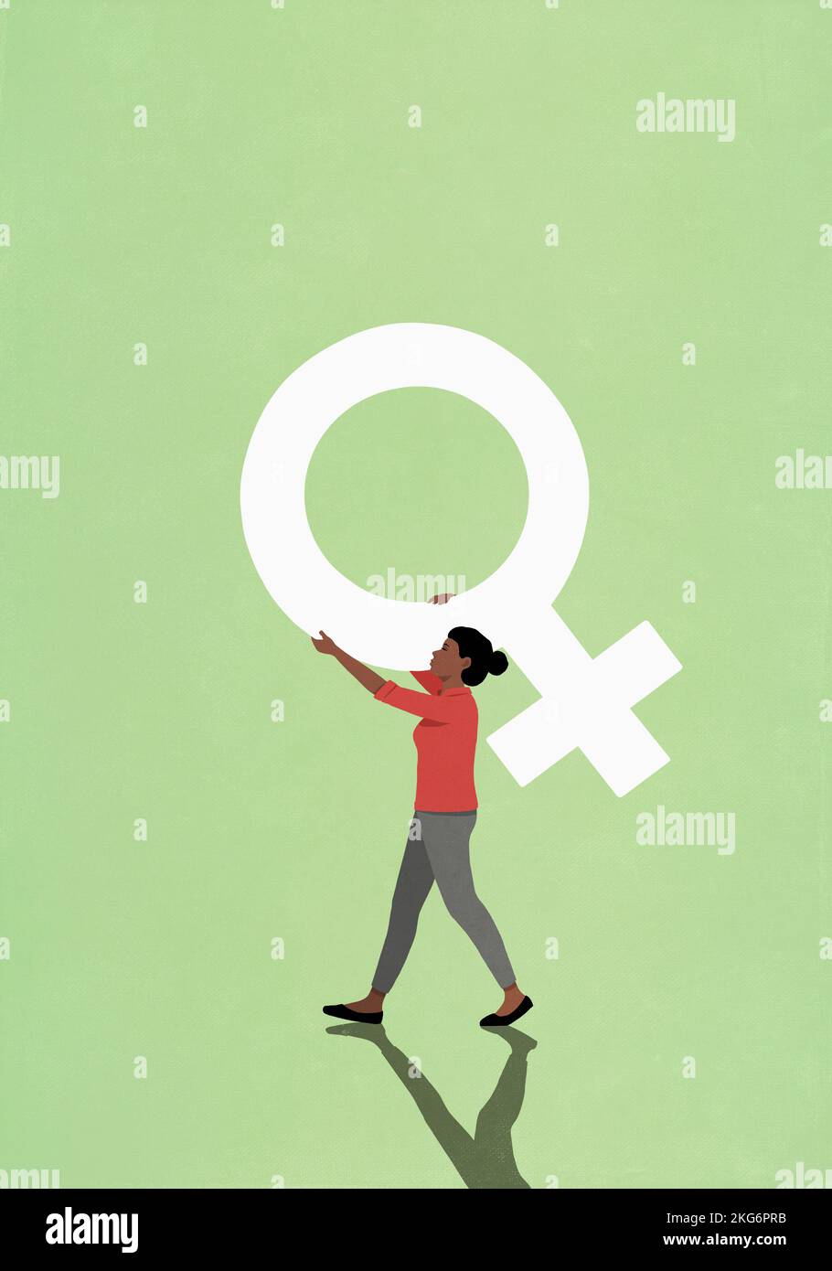 Frau mit weiblichem Geschlechtssymbol Stockfoto