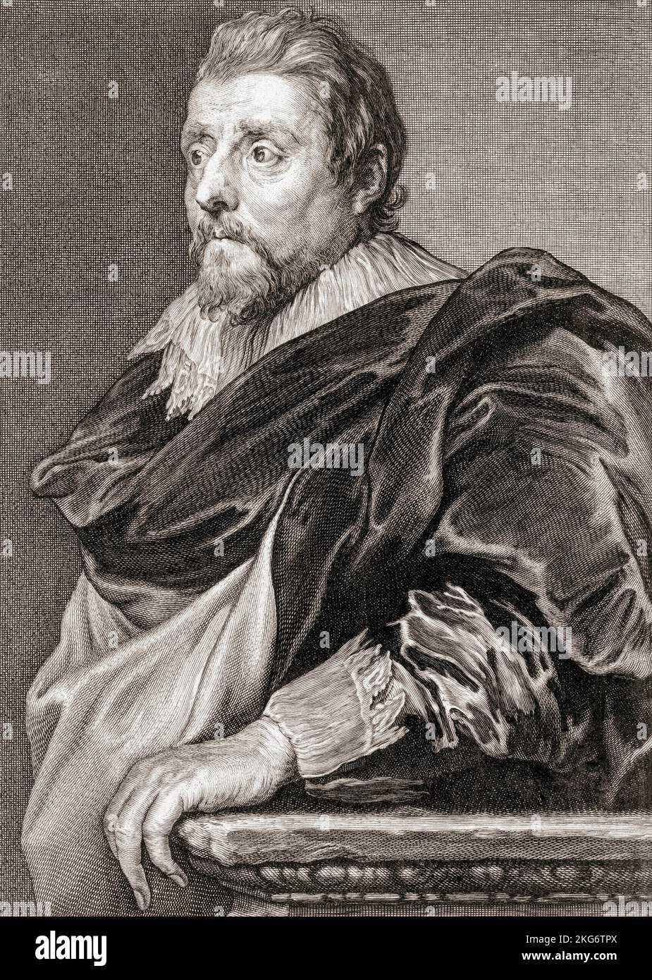 Frans Francken der Jüngere, 1581 – 1642. Flämischer Künstler. Aus einem Druck von Willem Hondius aus dem 17.. Jahrhundert nach dem Gemälde von Sir Anthony van Dyke. Stockfoto