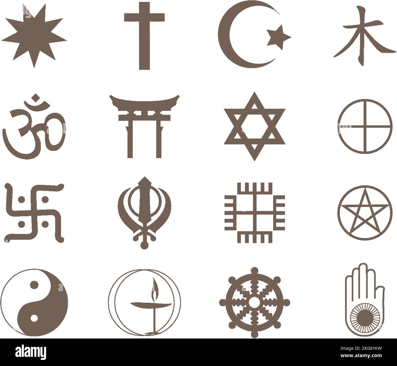 Religiöse Symbole isoliert Satz Illustration Stock Vektor