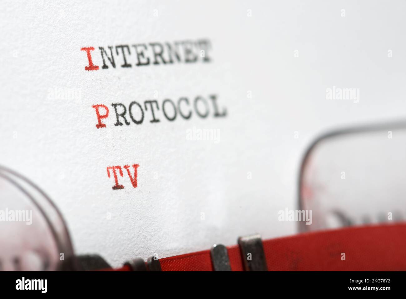 Internet-Protokoll-tv-Phrase mit Schreibmaschine geschrieben. Stockfoto