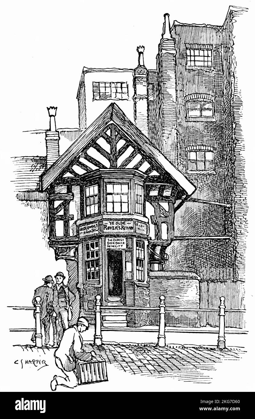 Charles George Harper - Skizze von Ye Olde Rover Rückkehr, Shudehill, Manchester - 1906 Stockfoto