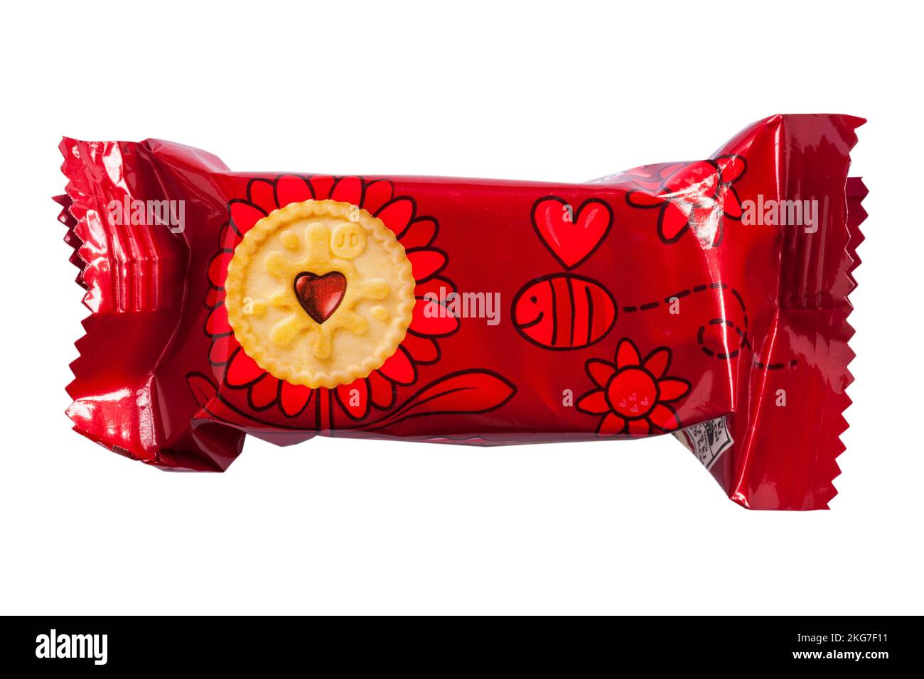 Jammie Dodgers Minis Himbeergeschmack Snack isoliert auf weißem Hintergrund - Kekse Kekse Kekse Stockfoto