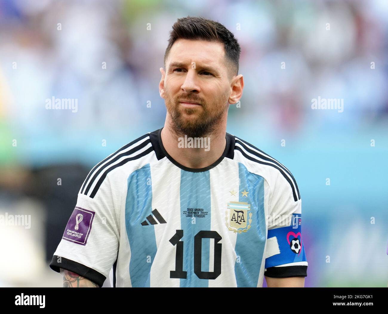 Der Argentinier Lionel Messi beim Spiel der FIFA Fußball-Weltmeisterschaft der Gruppe C im Lusail Stadium, Lusail, Katar. Bilddatum: Dienstag, 22. November 2022. Stockfoto